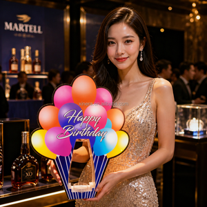 Custom Bar Nightclub KTV Party Happy Birthday Balloon Shape Light Up Liquor Display <b>Stand</b> LED VIP Champagne Bottle Presenter - Product Image 3