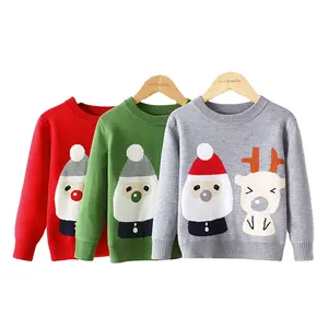 Suéter de Navidad para niños FNJIA personalizado, jersey de dibujos animados de otoño e invierno, ropa de punto para niños medianos y pequeños