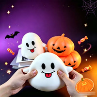 Kedatangan Baru Labu Oranye Tersenyum Hantu Putih Lucu Mainan Mini Lembut yang Lambat Mengembang 11/15cm untuk Pesta Halloween.