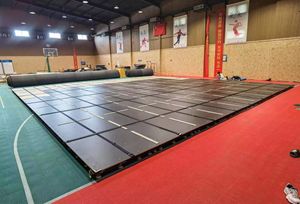 Cạnh Tranh vả được phê duyệt 14m * 14m 42ft * 54ft 12m x 12M thể dục nhịp điệu tập thể dục sàn thảm với bung sàn để bán - Product Image 3