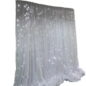 Cortina led de chiffon com estrelas, fundo branco, dmx, led, estrela, para casamento, concertos