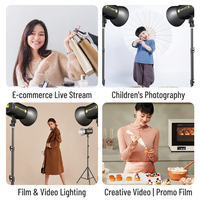Luz de Video LED COB Ra96+ de 300W con Control Remoto Inalámbrico de 2.4G, Regulación Continua, Luz para Transmisión en Vivo con Montura Bowens para Estudio