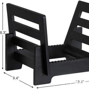 Estante de madera hueco para discos, organizador de documentos y revistas para escritorio de oficina, estante de madera maciza para álbumes de vinilo. - Product Image 2