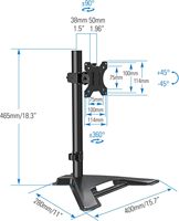 Support de bureau pour moniteur unique Support de moniteur autoportant Support de moniteur d'ordinateur pour écran jusqu'à 32 pouces