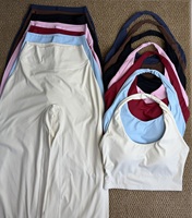 Ensemble 2 pièces pour femmes LVD485 avec logo personnalisé, haut court rembourré, leggings évasés taille haute, vêtements de sport, tenue de yoga pour l'extérieur