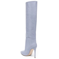Bottes à talons hauts pour femmes, longues, noires, blanches, à imprimé animal lézard violet, sexy, mode automne, de créateur, longueur genou