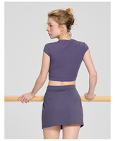 Nouvel ensemble de sport pour femme : T-shirt amincissant à manches courtes ultra-extensible et respirant, et jupe de tennis taille haute