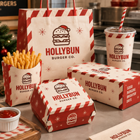 Boîte d'emballage personnalisée pour sandwichs de Noël, boîte en papier pour café à emporter, conteneur d'emballage pour boulangerie, fournisseur de services alimentaires
