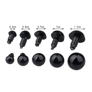 100 Pezzi Occhi Neri con Rondelle, per Cucito Fai-da-Te di Marionette, <span class=keywords><strong>Peluche</strong></span> e Orsacchiotti - Product Image 1