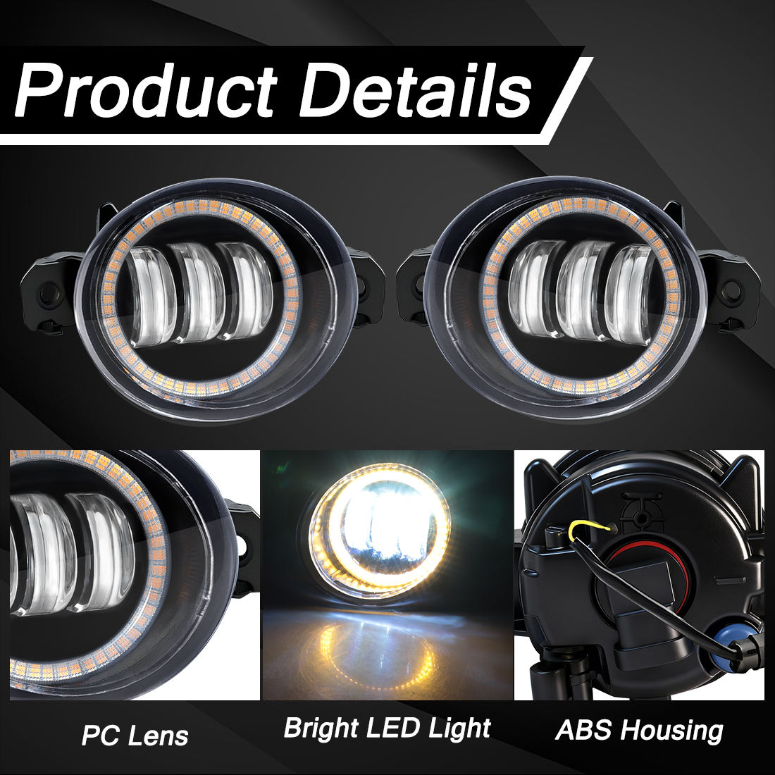 Ojos de ángel amarillos con luz blanca.