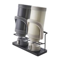 Support de séchage de bouteilles à deux niveaux pour comptoir de cuisine, avec plateau de drainage, pour le rangement de bouteilles et de carafes larges
