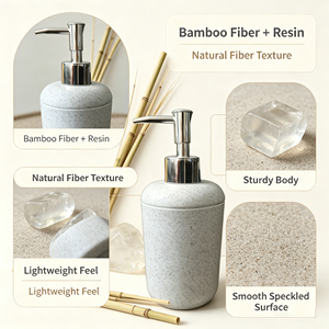 Distributeur de <span class=keywords><strong>savon</strong></span> <span class=keywords><strong>liquide</strong></span> en bambou écologique 200 ml, rechargeable, pour salle de bain et comptoir de cuisine - Product Image 2