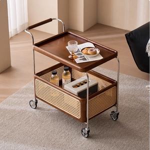 थोक ओम गंध आधुनिक पोर्टेबल धातु रतन बार मोबाइल रेस्तरां कॉफी कार्ट सामान और होटल ट्रॉली - Product Image 5