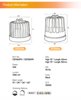 Downlight LED AR70 COB au design moderne 3000K 12W, module LED AR70