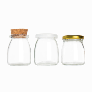 Botella de vidrio de pudín vacía de 100ml y 200ml con tapa de corcho, tarro de yogur de pudín para contenedor de alimentos - Product Image 1