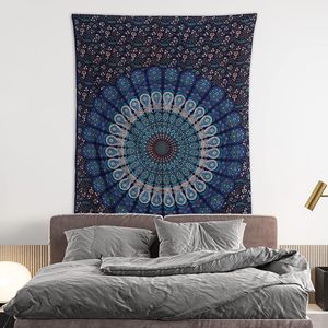 Personalizado Digital impreso <span class=keywords><strong>hippie</strong></span> bohemio psicodélico dorado azul Pavo Real Mandala <span class=keywords><strong>pared</strong></span> colgante ropa de cama <span class=keywords><strong>tapiz</strong></span> - Product Image 2