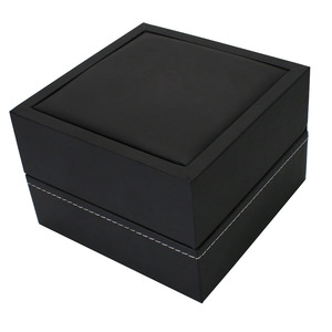 Estuche de Lujo para Reloj Negro al por Mayor, Caja de Almacenamiento de Relojes de Cuero Sintético, Estuche de Exhibición Premium para un Solo Reloj, Estuche de Embalaje para Reloj con Tapa Abatible - Product Image 5