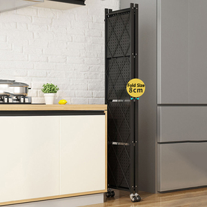 Rangement ẩm thực MAISON gấp Kim Loại Nhà Bếp Organizer Kệ di động có thể gập lại lưu trữ giá với bánh xe - Product Image 2