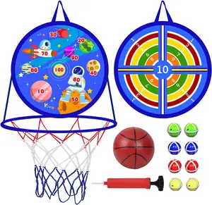 Huiye Kids canestro da basket freccette Set freccette appiccicose per bambini con divertente giocattolo da basket pieghevole gioco di freccette giocattolo Sport