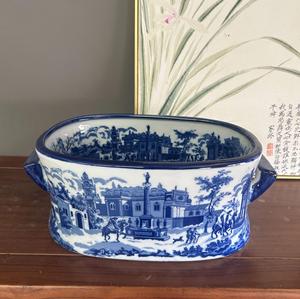 <span class=keywords><strong>Pot</strong></span> de fleurs en céramique bleu et blanc peint à la main, motif anglais, pour artistes - Product Image 1