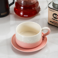 Mug à café en céramique couleur dégradée avec poignée bouclée unique, tasse à thé émaillée ombrée pour café, restaurant, bureau