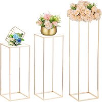 Support de colonne en métal or chaud géométrique décoratif grand support de fleurs pour la fête de mariage élégant Table sol Vases arc de mariage
