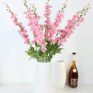 Fleurs artificielles en soie Delphinium Wilfordii bleu-violet, décoration pour la maison et les mariages, haute simulation, tige à 2 branches - Product Image 2