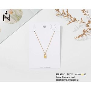 Collar con Colgante Cero Fashion Lock, Chapado en Oro, Cadena de Serpiente de Acero Inoxidable de 12 cm, Joyería Unisex para Regalo - Product Image 4