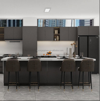Cuisine modulaire George Group Canada Design gris foncé mat avec évier en marbre cascade et robinet pour appartement