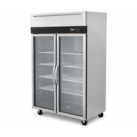 Réfrigérateur de présentation pour supermarché en acier inoxydable 880L/1350L, réfrigérateur commercial à porte vitrée, refroidissement direct 2-10°C