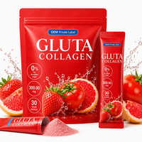 Poudre de Collagène OEM Gluta 300 000 mg Glutathion Végétalien Antioxydant Saveur Fraise Complément Anti-Âge Beauté pour Adultes