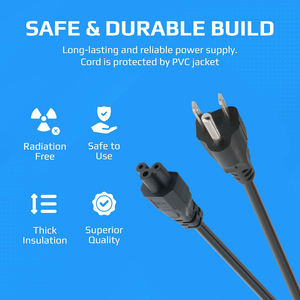 كابل طاقة 3 شقوق CCA <span class=keywords><strong>M</strong></span> أسود عالي الجودة سلك طاقة الولايات المتحدة الأمريكية مع النحاس/CCA للكمبيوتر الشخصي كابل طاقة C5 - Product Image 4