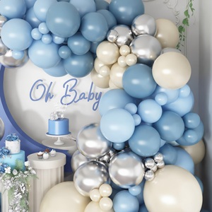 Kit d'arche de ballons en latex rose pâle doublement rembourrés 125 pièces bleu poussière, guirlande blanc nacré écologique et durable pour anniversaire et <span class=keywords><strong>baby</strong></span> shower - Product Image 2