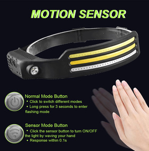 <span class=keywords><strong>Linterna</strong></span> frontal <span class=keywords><strong>de</strong></span> silicona con sensor <span class=keywords><strong>de</strong></span> inducción <span class=keywords><strong>de</strong></span> onda, doble fuente <span class=keywords><strong>de</strong></span> <span class=keywords><strong>luz</strong></span> COB + XPE, batería impermeable - Product Image 2