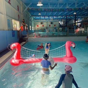 Flotteur gonflable flamant rose pour piscine, ensemble de volley-ball gonflable, jeu de sports aquatiques d'été avec structure de volley-ball - Product Image 3
