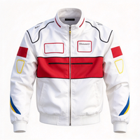 Blouson Moto Hiver Unisexe Grande Taille Personnalisé Streetwear Ample Brodé Voiture de Course F1 Imperméable en Toile avec Fermeture Éclair Motif Dessin Animé