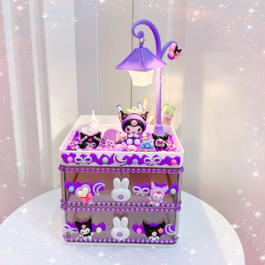 Boîte de rangement multi-niveaux style INS pour stylos et lampes, en plastique carré, mignonne, pour étudiants, organisateur de bureau, kit de bricolage - Product Image 4