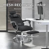 Fauteuil de bureau inclinable moderne en tissu maillé avec repose-pieds pivotant et réglable en hauteur pour gamer