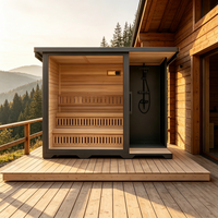 Ruang Uap Akrilik Premium Spektrum Penuh untuk Taman, Sauna Uap Luar Ruangan Mewah dengan Konstruksi Kayu Solid dan Shower