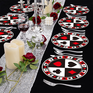 Articles de fête sur le thème du poker, ensemble de vaisselle jetable, assiettes, gobelets, serviettes en papier pour soirée casino - Product Image 3