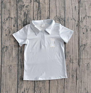 T-shirt bébé garçon à manches courtes, imprimé rayures bleues personnalisées BT1708, vêtements d'été - Product Image 1