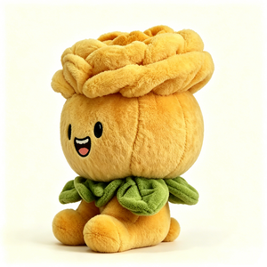 Peluche de Animal con Forma de Flor Personalizado con Cara Sonriente, Adorable Peluche de Personaje Floral con Hojas Verdes - Product Image 1