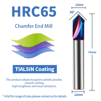 Fraise à chanfreiner en carbure revêtu d'AlTin Hrc65 HANDERK 4/6/8/10mm, fraise à chanfreiner disponible en OEM/ODM pour outil de coupe CNC