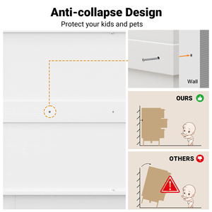 Commode moderne en bois massif à 9 tiroirs, façades de tiroirs cannelées, poignées dorées en acier inoxydable, conception anti-chute pour chambre et salon - Product Image 3