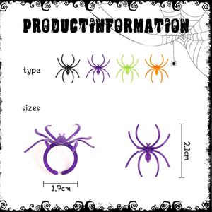 Décorations de cupcakes pour fête de Halloween, 144 pièces, anneaux d'araignées en plastique pour Halloween - Product Image 3