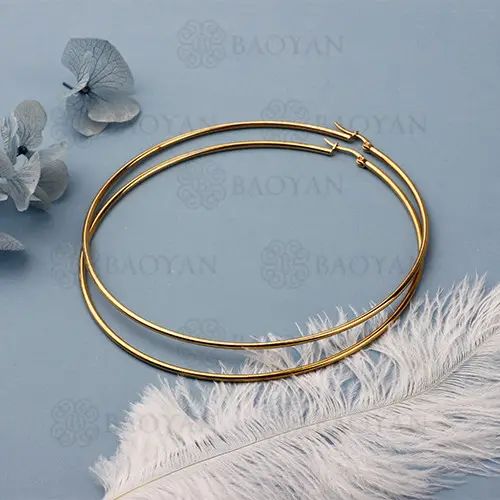 BAOYAN Large Round Circle Creolen Große Multi Size Edelstahl Kabel Draht vergoldete Creolen für Frauen/Mädchen