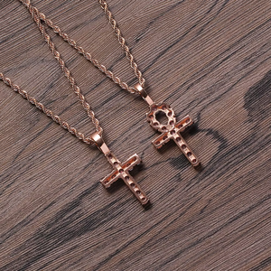rose <b>cross</b> pendant, hip hop simple and versatile life charm, zirconium <b>cross</b> necklace. - Product Image 5