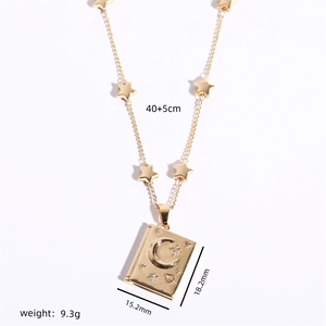 Collar con Colgante Chapado en Oro de 18K MECYLIFE, Medallón Grabado 'Eres <span class=keywords><strong>Mi</strong></span> Alma Gemela', para <span class=keywords><strong>Amante</strong></span> o <span class=keywords><strong>Amigo</strong></span>, Abrible, con Diseño de Luna y Estrella - Product Image 4