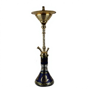 Chicha authentique Khalil Mamoon égyptienne de 82 cm, finition cuivre-doré givrée moderne avec base rouge et noyau en laiton massif - Product Image 5