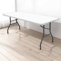 Table rectangulaire pliable en plastique blanc de 4 pieds, portable, durable et minimaliste, pour le jardin et les événements